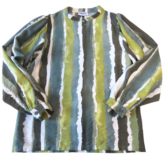 Green shades button blouse