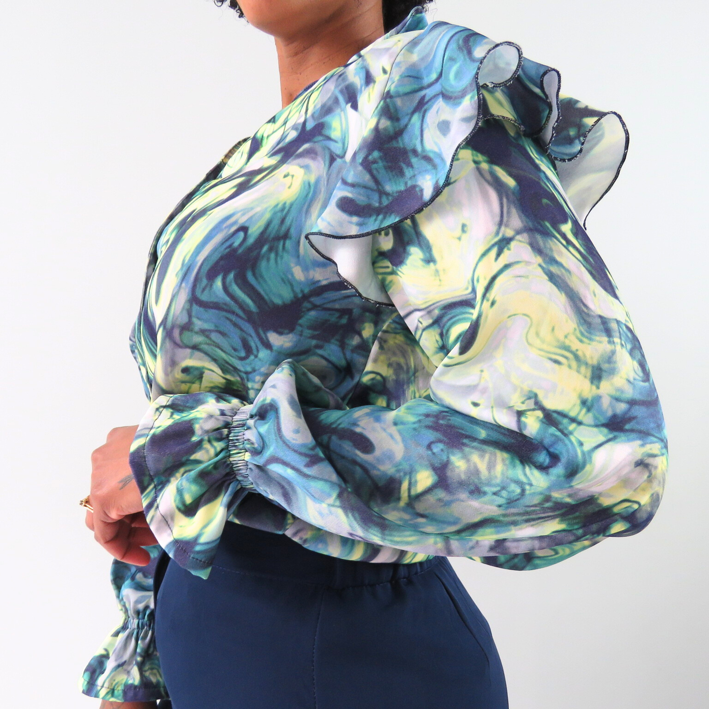 Ruffle sleeve blouse