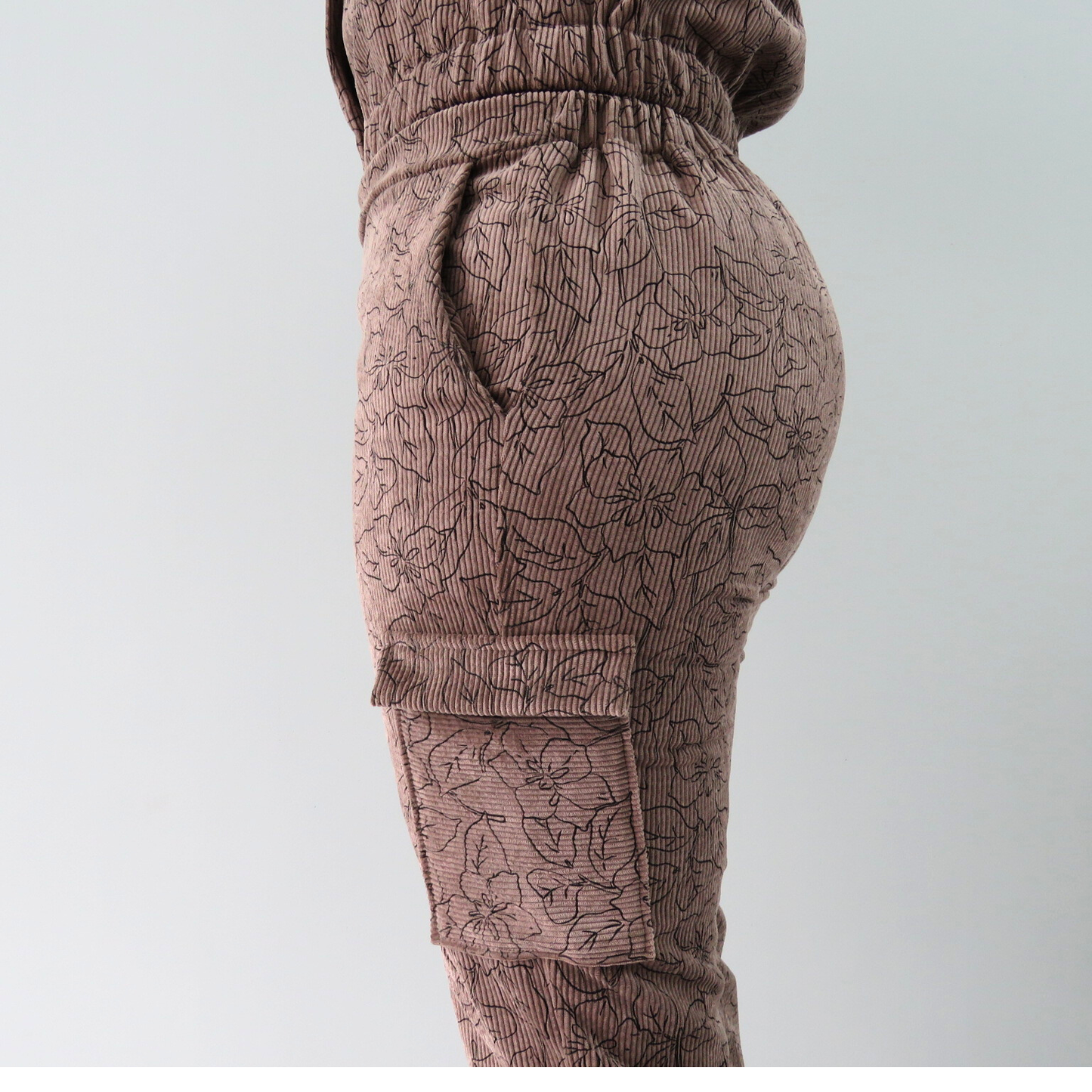 Floral corduroy cargo trouser