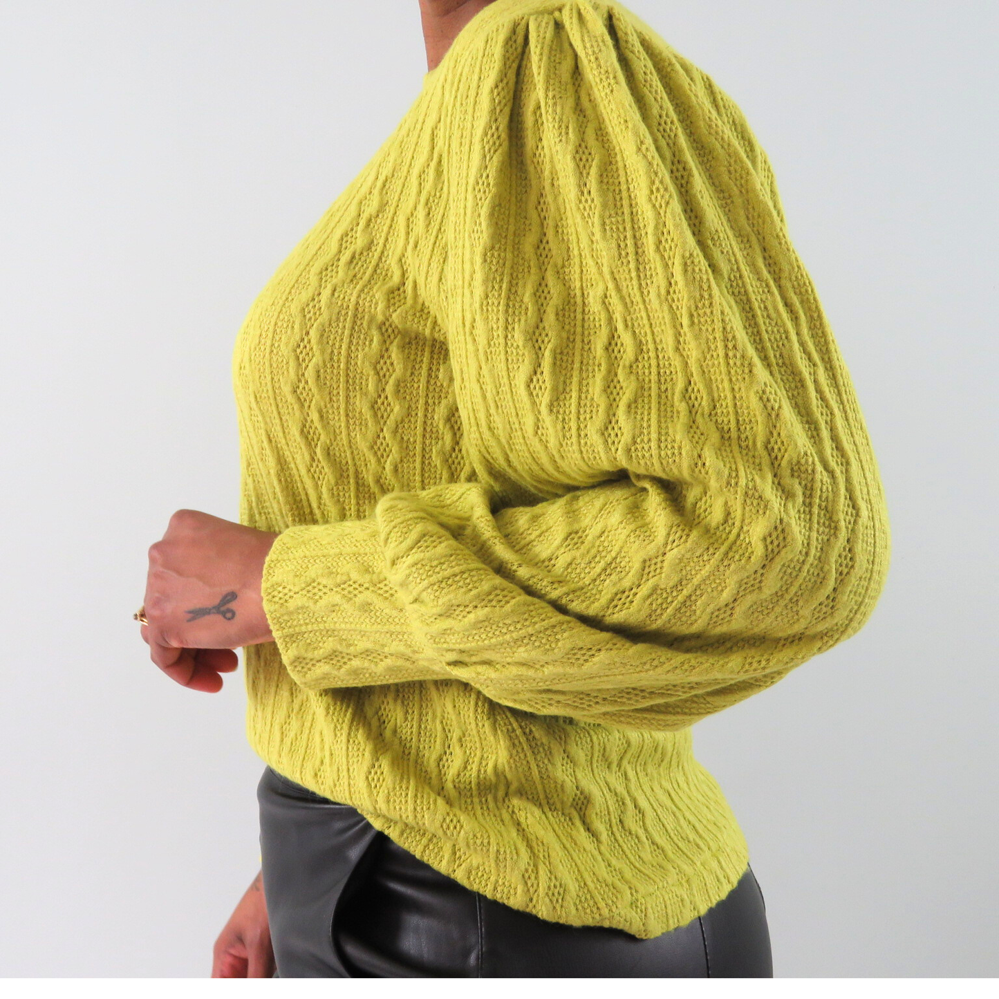 Pleated sleeve sweater