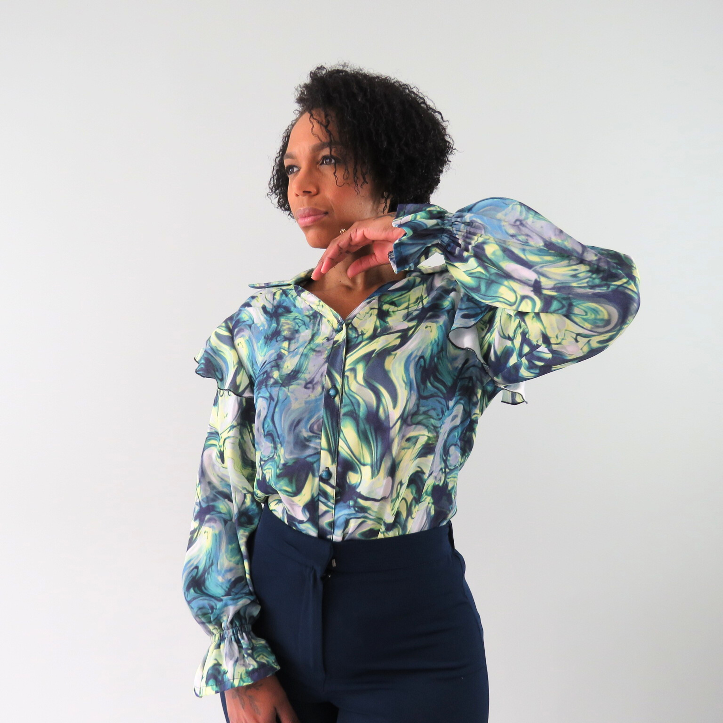 Ruffle sleeve blouse