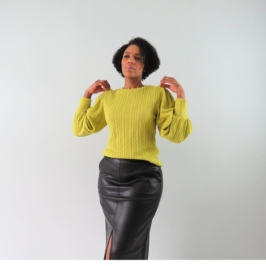 Pleated sleeve sweater